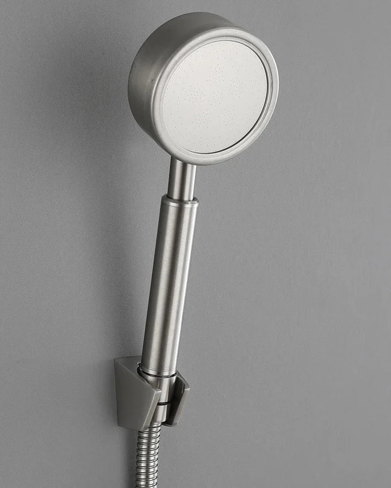 Stainless Steel Bathtub Shower Mixer Tap Wall Mounted Faucet with Ceramic Valve Core Triple Hot Cold Bathroom Fixture