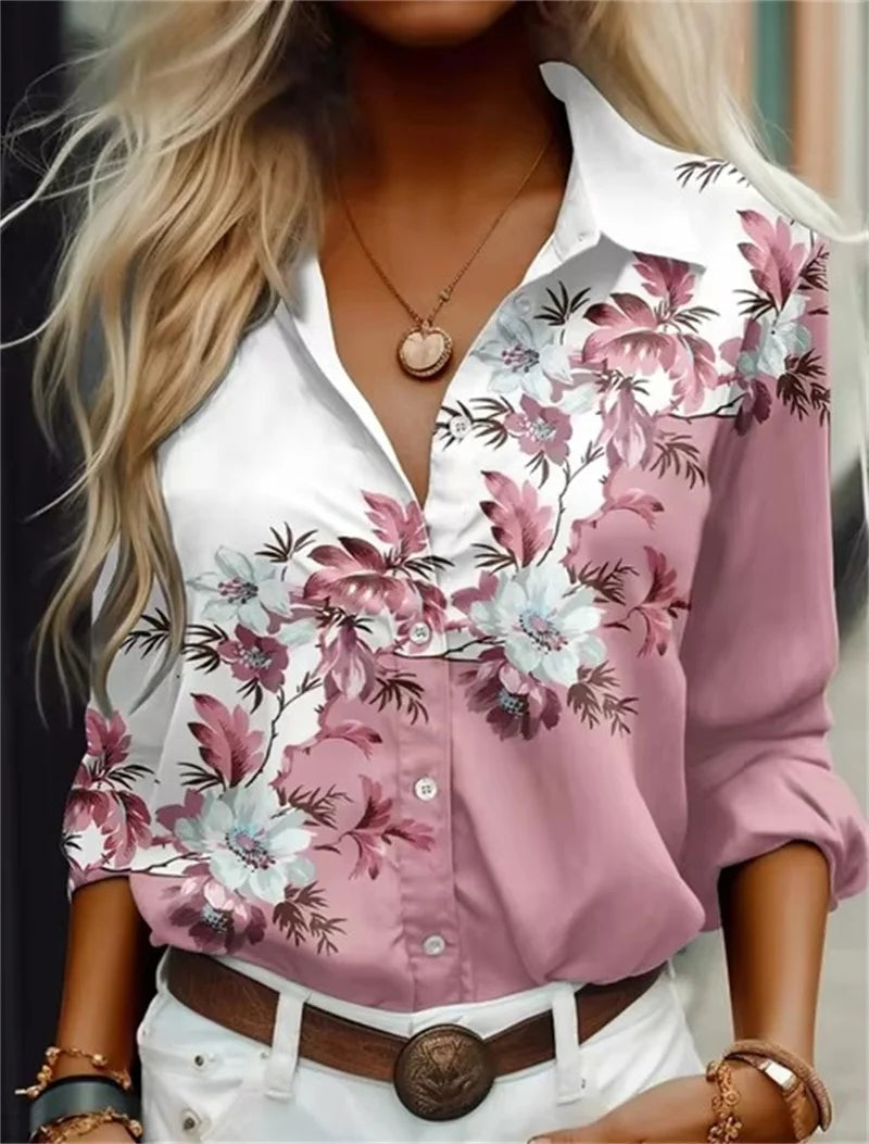 Fashion multicolour Flower Pattern 3D Print Women's Long Sleeve Shirts Autumn Women's Tops Casual Fashion Women's Clothing