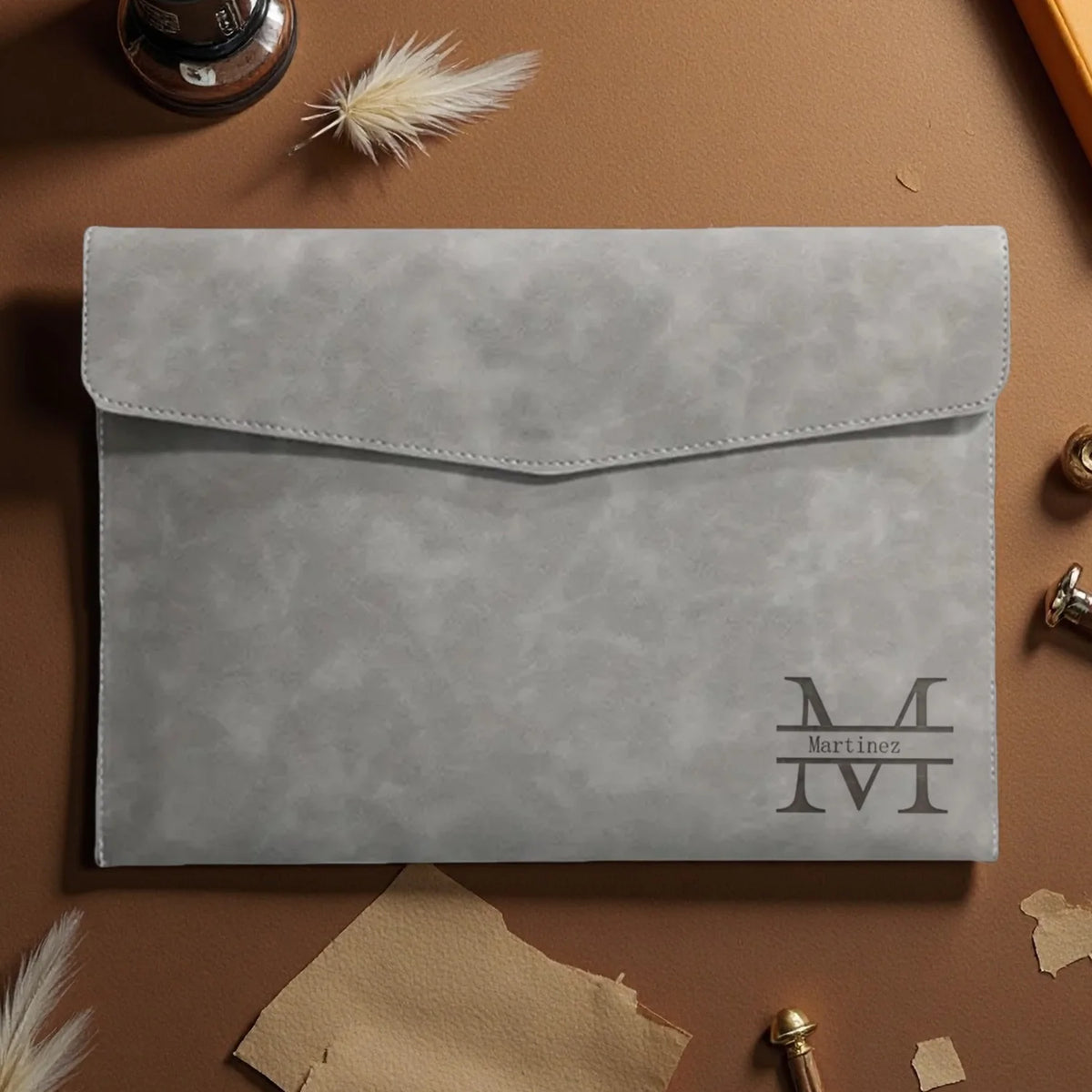 Customized Name PU Leather A4 Document Bag, 5 Colors, File Folder for Office & Travel, Stylish Organizer