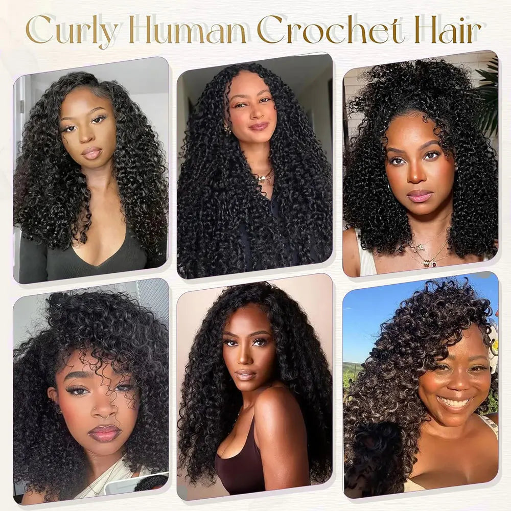16A Burmese Curly Crochet Human Hair Boho Braids Feathered Virgin Miracle Knots Crochet Human Hair Extensions For Women 60g/Pack