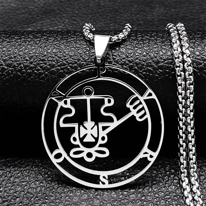2024 Fashion Sigeal Sigil De Lucifer Stainless Steel Satan Necklace Asmoday Lazer Key Baphomet Stamp Jewelry N7118S03
