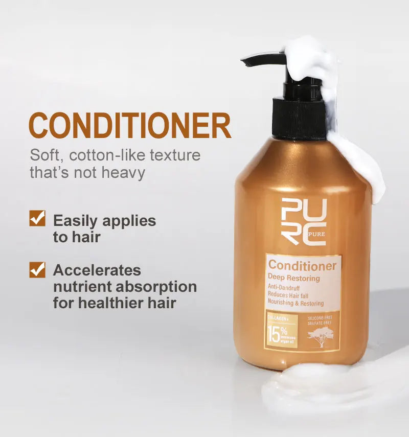 PURC Morocco Argan Oil Shampoo and Conditioner Sets Sulfate-Free Smoothing Keratin Hair Treatment Repair Damaged Frizz Hair Care