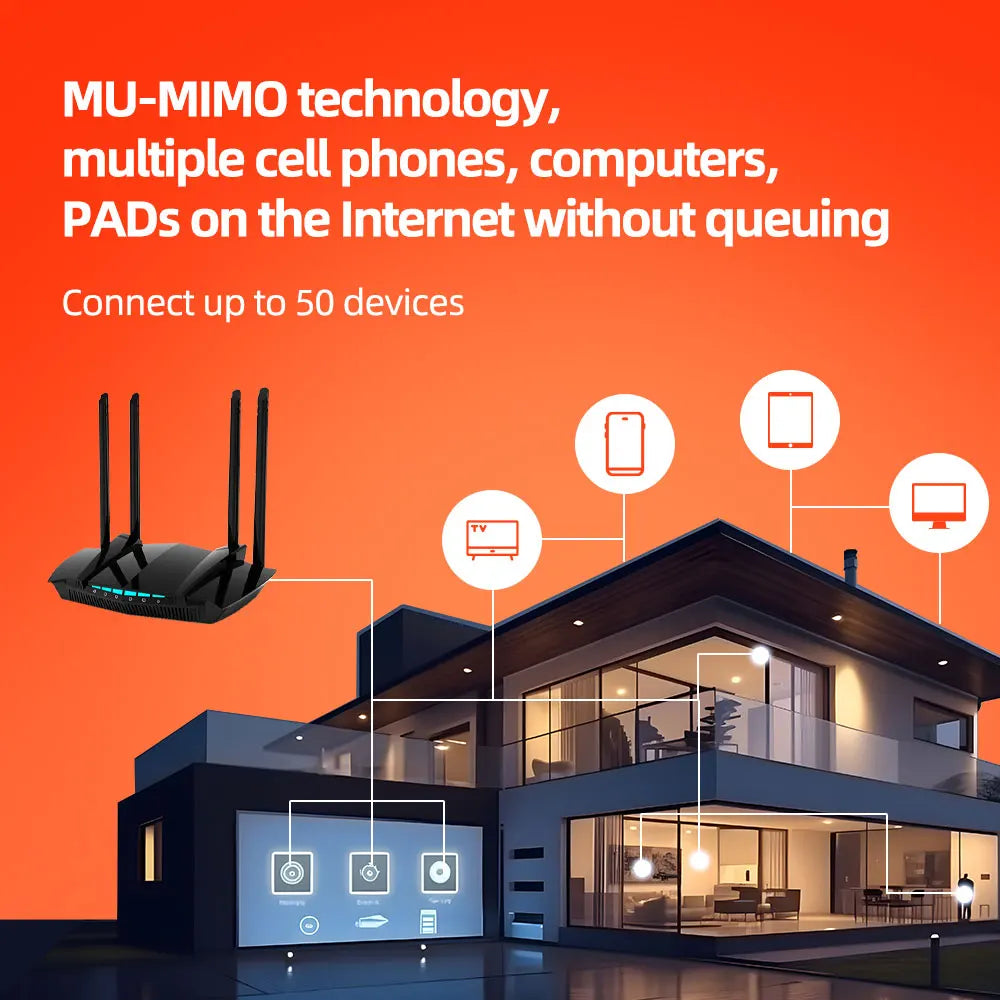 PIXLINK Wireless Router 1200Mbps Dual Band WiFi Repeater Signal Amplifier with 4 Gigabit Ports Smart Tech 5GSIM Penetration AC22