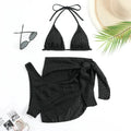 Trendy Women's 3 Piece Halter Bikini Set Sexy Thong Swimsuit Summer Bathing Suit Cover Up Thong Swimwear Biquini Brasileiro