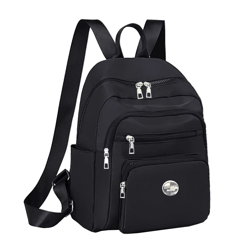 Black Brown Classic Grid Print Small Backpack Multi Zipper Pockets, Casual Fashion Daypack Holds Phone Cosmetic Essentials