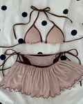 American retro sexy vacation style women's bikini three piece set summer Y2K Harajuku polka dot ruffle strap women's swimsuit