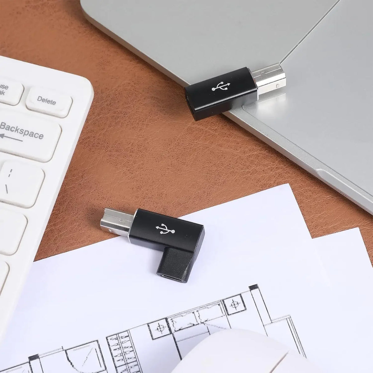 USB C female to Midi 90 degree adapter, USB C to male USB B printer adapter, compatible with printers, MIDI, electronic pianos,i