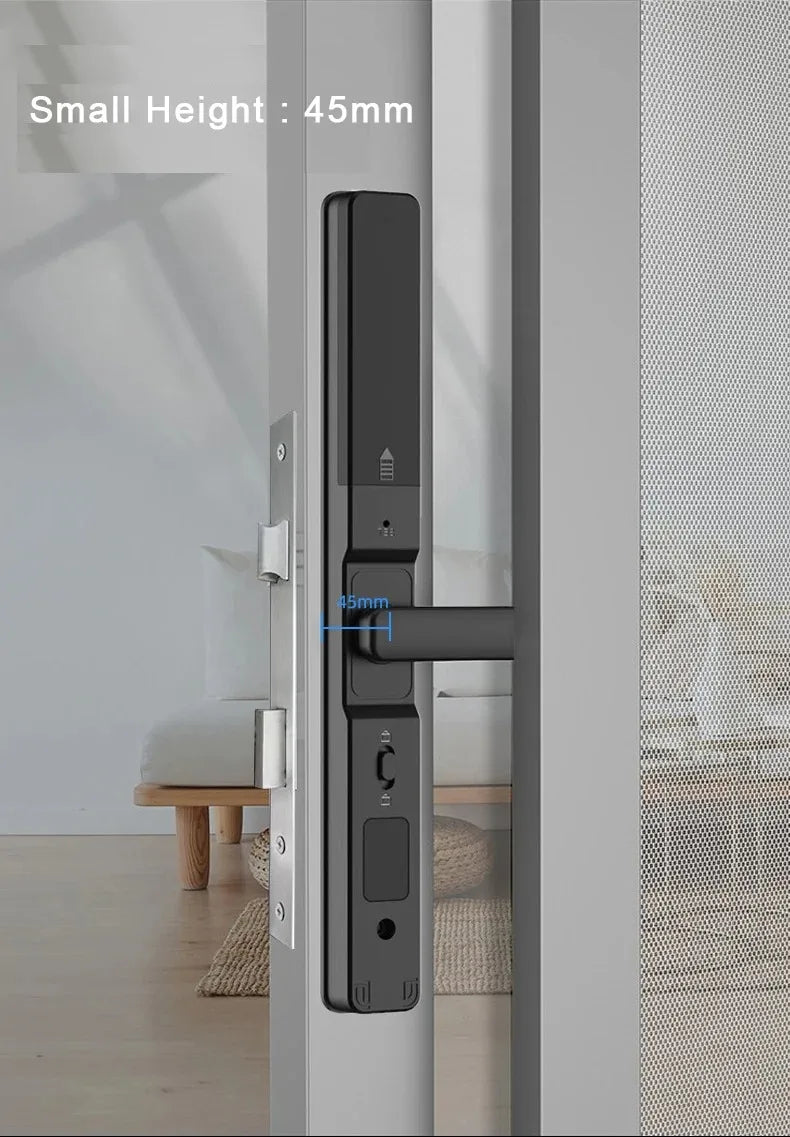 TUYA WIFI Waterproof Smart Door Lock Fingerprint APP Password RFID Card Keyless Digital Electronic Lock Aluminum/Glass Sliding