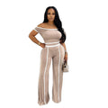 Casual Women's Solid Color Set with Diagonal Shoulders and Wide Legs, Two Piece Set, Summer 2025
