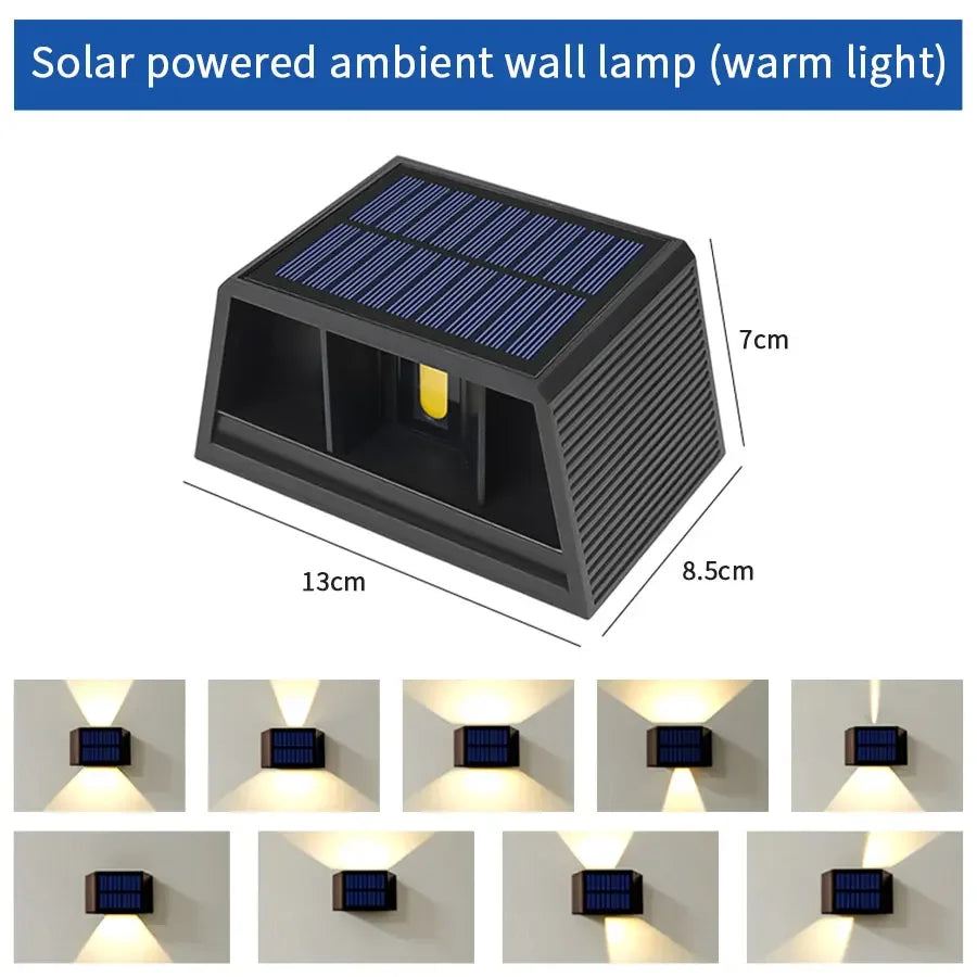 LED Outdoor Solar Lights Up And Down Lighting Wall Lamp Garden Decor Outdoor Solar Spotlights Solar Powered Sunlight Wall Sconce