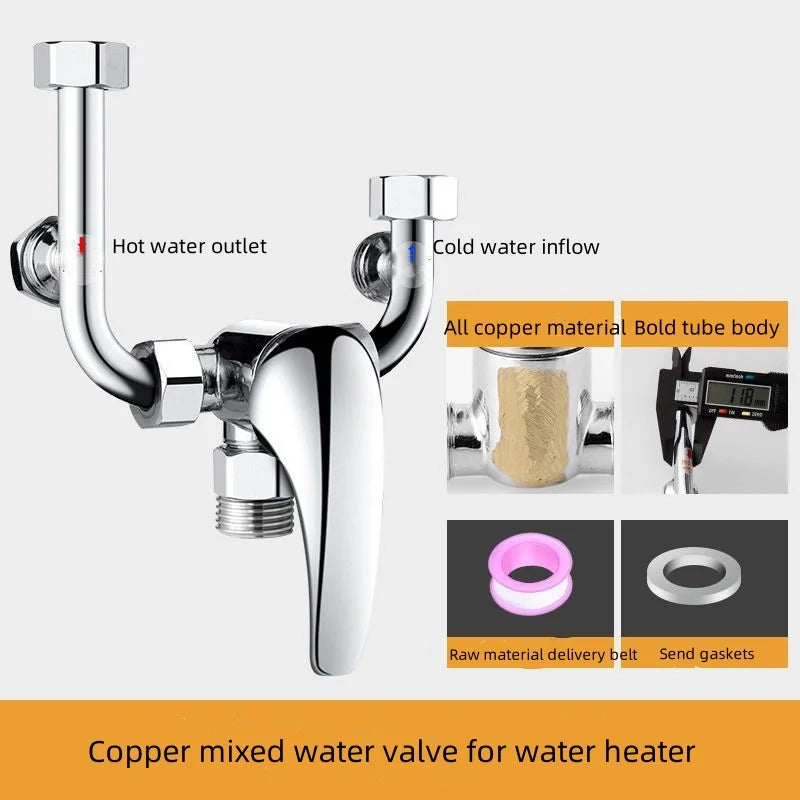 Stainless Steel Water Heater Mixing Valve Open Installation Hot and Cold Shower Switch U-type Valve 304 Mixing Valve