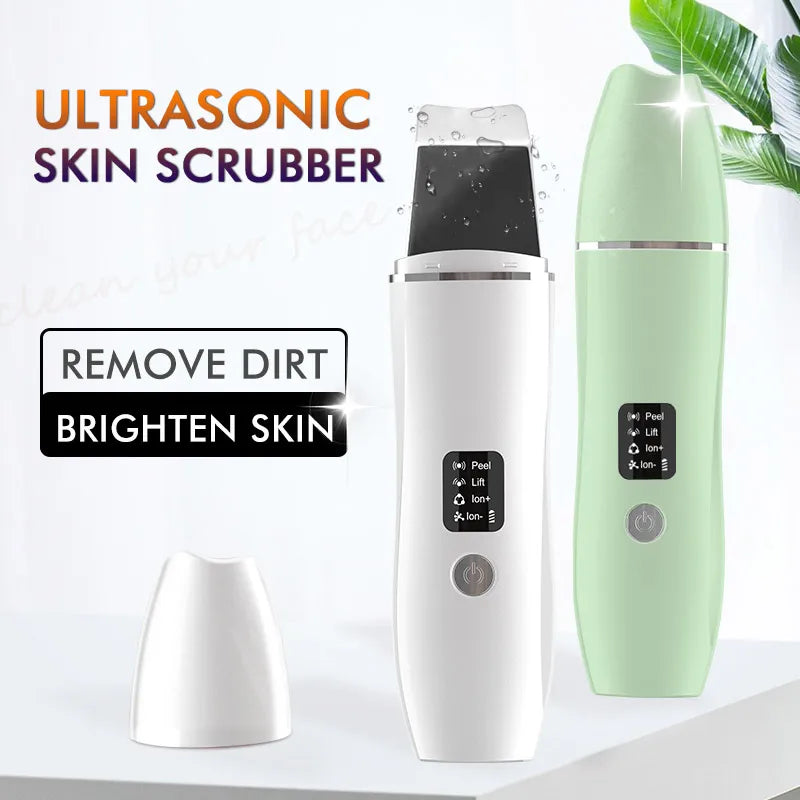 Ultrasonic Skin Scrubber EMS Face Massager Blackhead Remover Facial Cleanser Peeling Shovel Face Lifting Tool Spatula Cleansing