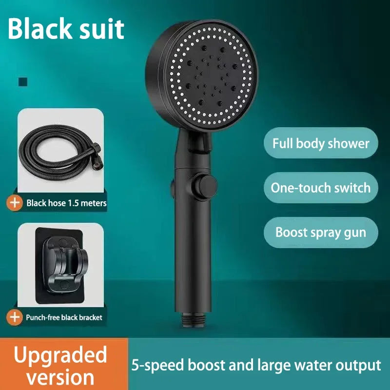 Shower Head 5 Modes Water Saving Adjustable High Pressure Showerhead Handheld Spray Hangable Bathroom Accessories Hot Selling