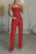 Denim Pant Set Women Two Piece Sets Sexy Strapless Sleeveless Tops Long Pants High Waist Y2k Streetwear Elegant Work 2026