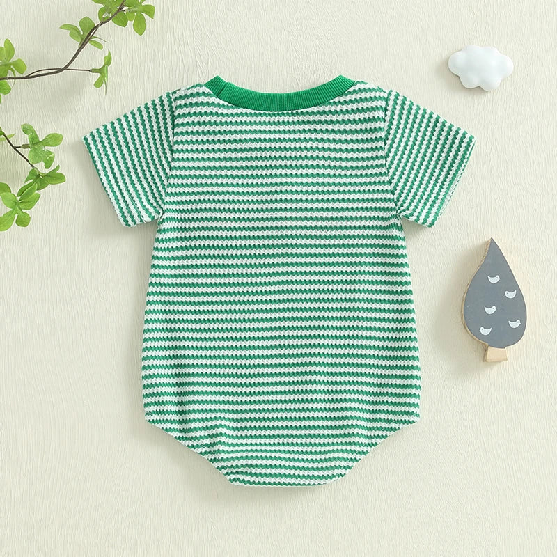 Newborn Baby Romper Summer Crewneck Romper Clothing Waffle Truck Embroidery Stripe Jumpsuits Toddler Infant Boys Girl Playsuit