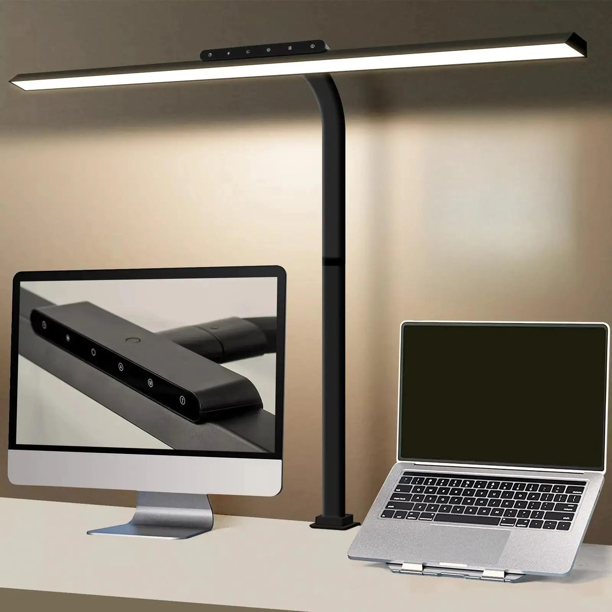 LOOPITYS 24W LED Desk Lamp 80cm 2310 Lumens Touch Control Dimmable Adjustable Color Temperature Clamp Table Lamp