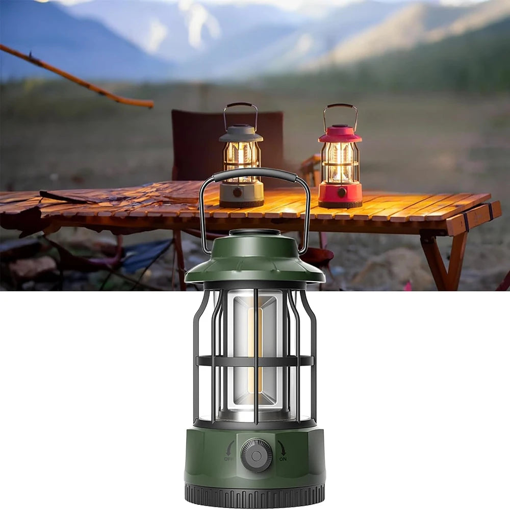 LED Camping Lantern, Vintage Metal Camp Light, Camping Lights, Portable, Outdoor Tent Bulb, Outages
