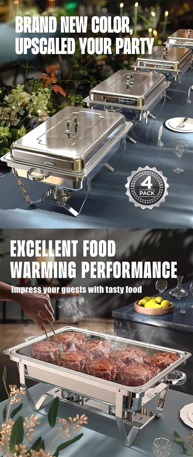 Stainless Steel Buffet Stove Hotel Restaurant Rectangular Folding Alcohol Stove Single/Double/Triple-Tank Buffet Warming Stove