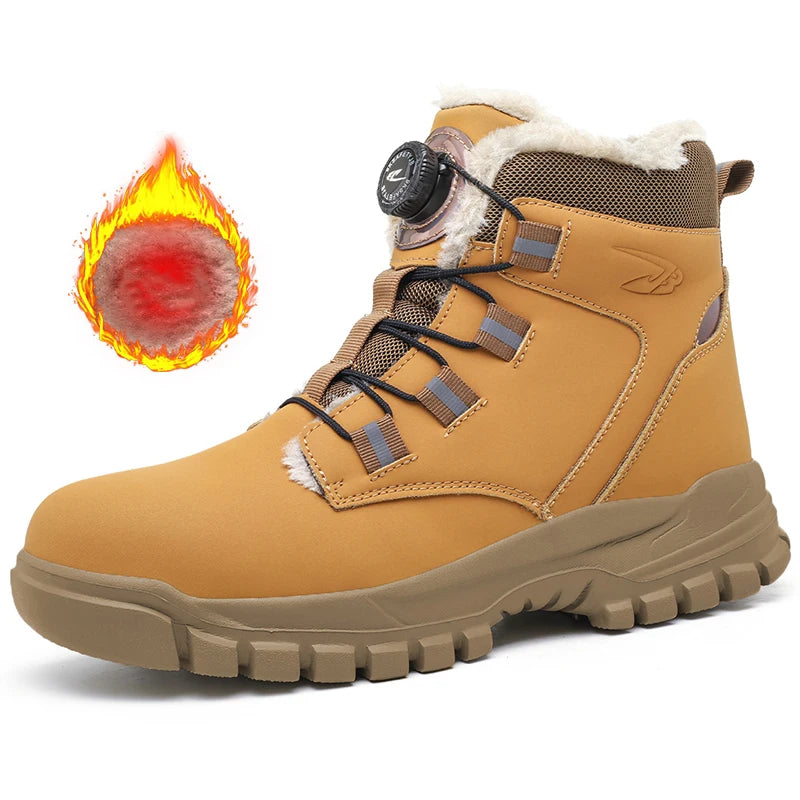 Size 47 48 Winter Work Safety Boots Men Steel Toe Work Shoes Rotating Button Waterproof Protective Men Safety Shoes Footwear