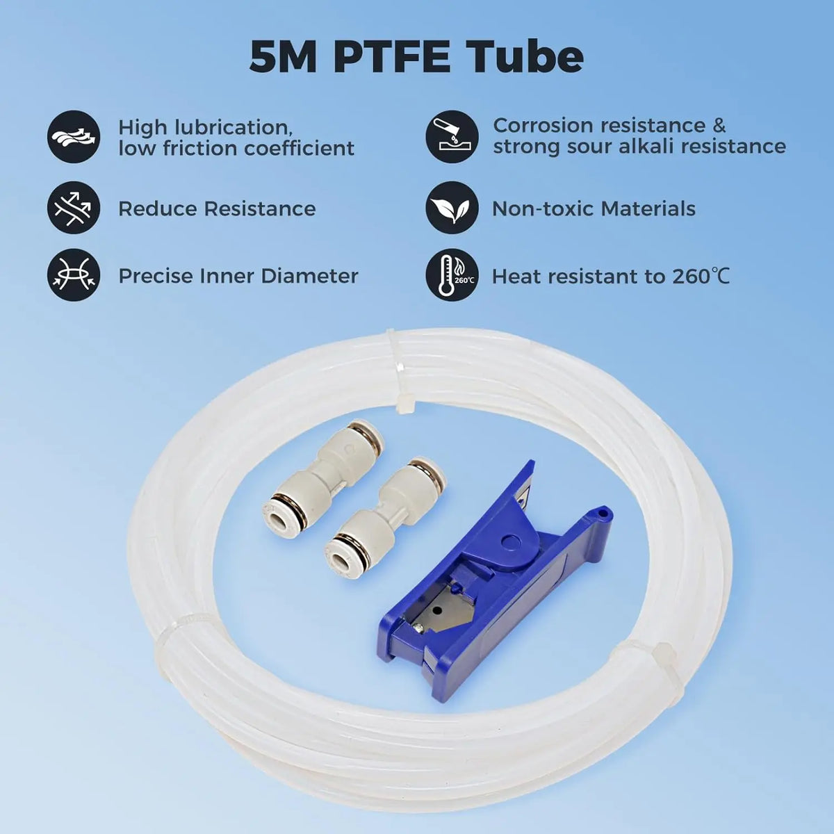 Official PTFE Tube 2.5mm ID 4mm OD, for Bambu Lab X1/ X1C/ P1P/ P1S/ A1/ A1 Mini, Creality K1 Max/Ender 3 V3 3D Printer.