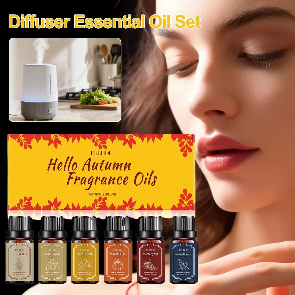 6x10ml Autumn Diffuser Fragrance Oils, Fall Essential Oils For Diffusers For Home,  Candle Soap Making Scents, Coconut Vanilla
