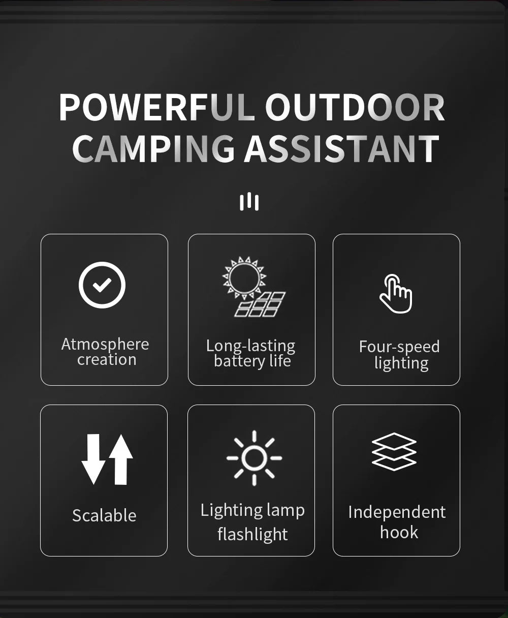 Camping Lights,Rechargeable Telescopic Tent Lights 2000mAh Camping Lanterns,Portable Flashlights For Camping, Hiking, Emergency