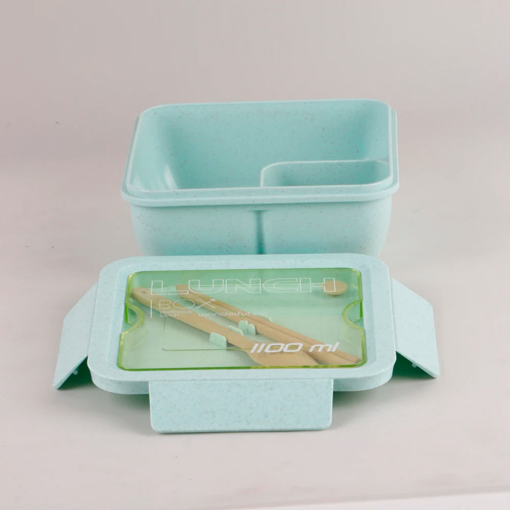 Microwave Lunch Box, Eco-Friendly BPA Free Wheat Straw Bento Box with Chopsticks , Kitchen Food Container ,Soup Can with Spoon