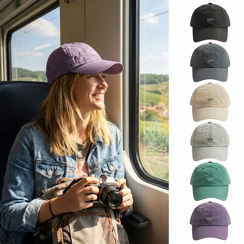 New Plaid Thin Sun Cap Quick-drying Breathable Baseball Cap Adjustable Letter Embroidery Sports Running Cap Men Women