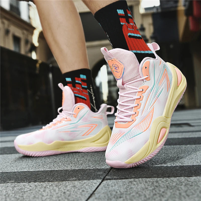 Men's Athletic Basketball Sneakers Breathable Cushioning Non-Slip Wearable Gym Training Running Shoes for Men And Women
