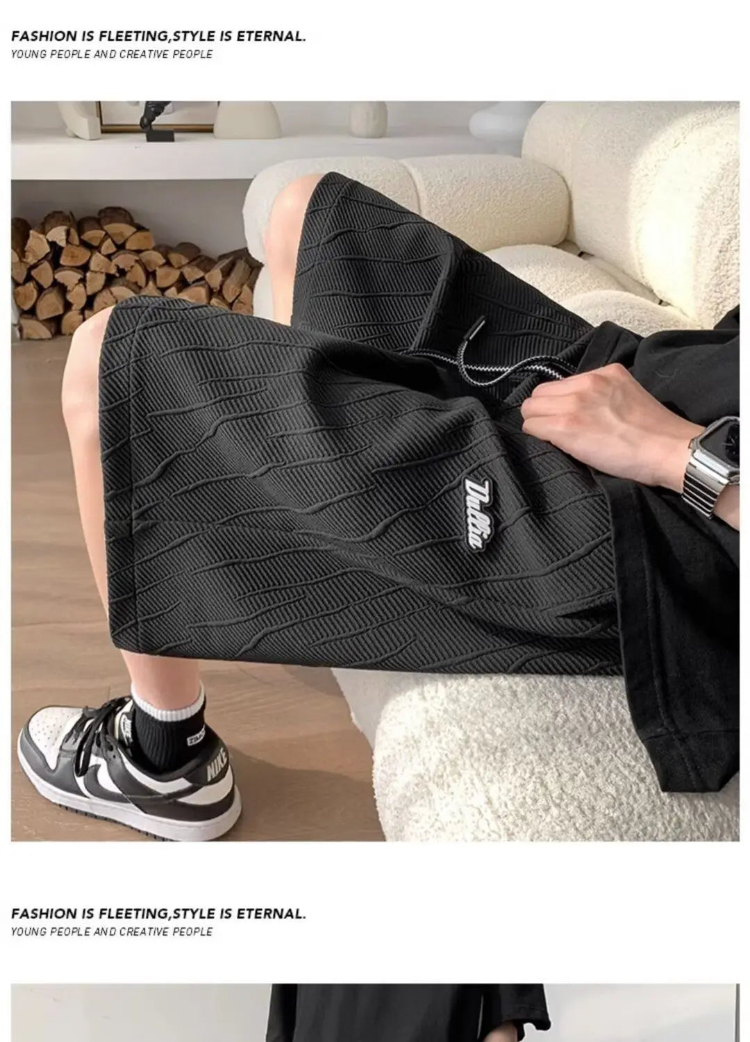 Men's Wide Leg Pants Summer Stripes Loose Casual Trendy Mid-length Pants Comfortable Elastic Waist Fashion Letter Sports Shorts