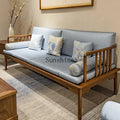 Fabric sofa living room modern simple solid wood new Chinese model room 123 combination  FT