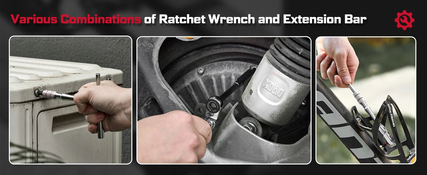 Geinxurn 1/4-inch Ratchet Wrench Set, Multi-Angle Design, Portable Hand Repair Tool Kit, for Confined Spaces & Daily Repairs