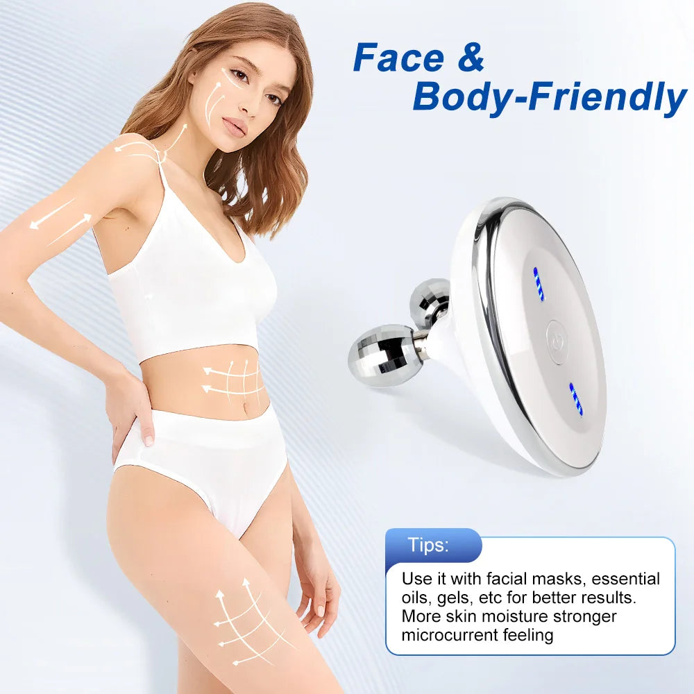 EMS Face Roller Massager Microcurrent Vibration Facial Neck Skin Care Device Face Lift Contour Beauty Tool Portable