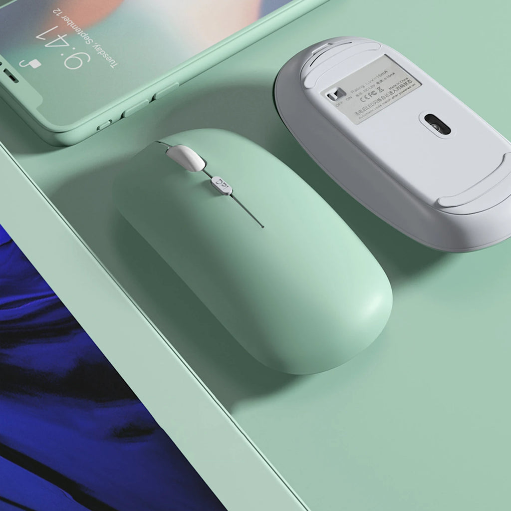 Portable Creative Mini Ultra Slim Cute Wireless Bluetooth Mouse 2.4G Receiver Laptop Gaming Mice PC 1000dpi Computer Accessories