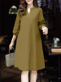 2025 ZANZEA Fashion Women V Neck 3/4 Sleeve Dress Autumn Sundress Elegant Solid OL Work Dresses Casual A Line Loose Vestido Robe