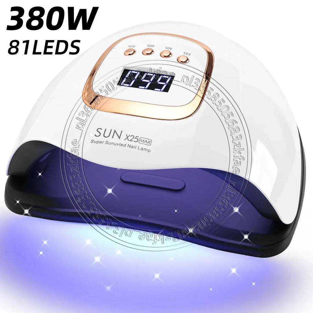 Auto Sensor 4‑Timer Gel Nail Curing Light 380W UV LED Salon‑Grade Quick Dry Manicure Polishing Tool Unit
