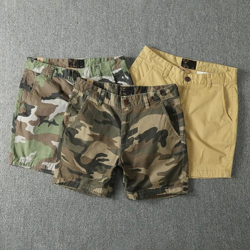 Korean Fashion Camouflage Shorts for Men's Casual Stretch 2025 Summer New Slim Fit and Wear-resistant Shorts Male Clothing