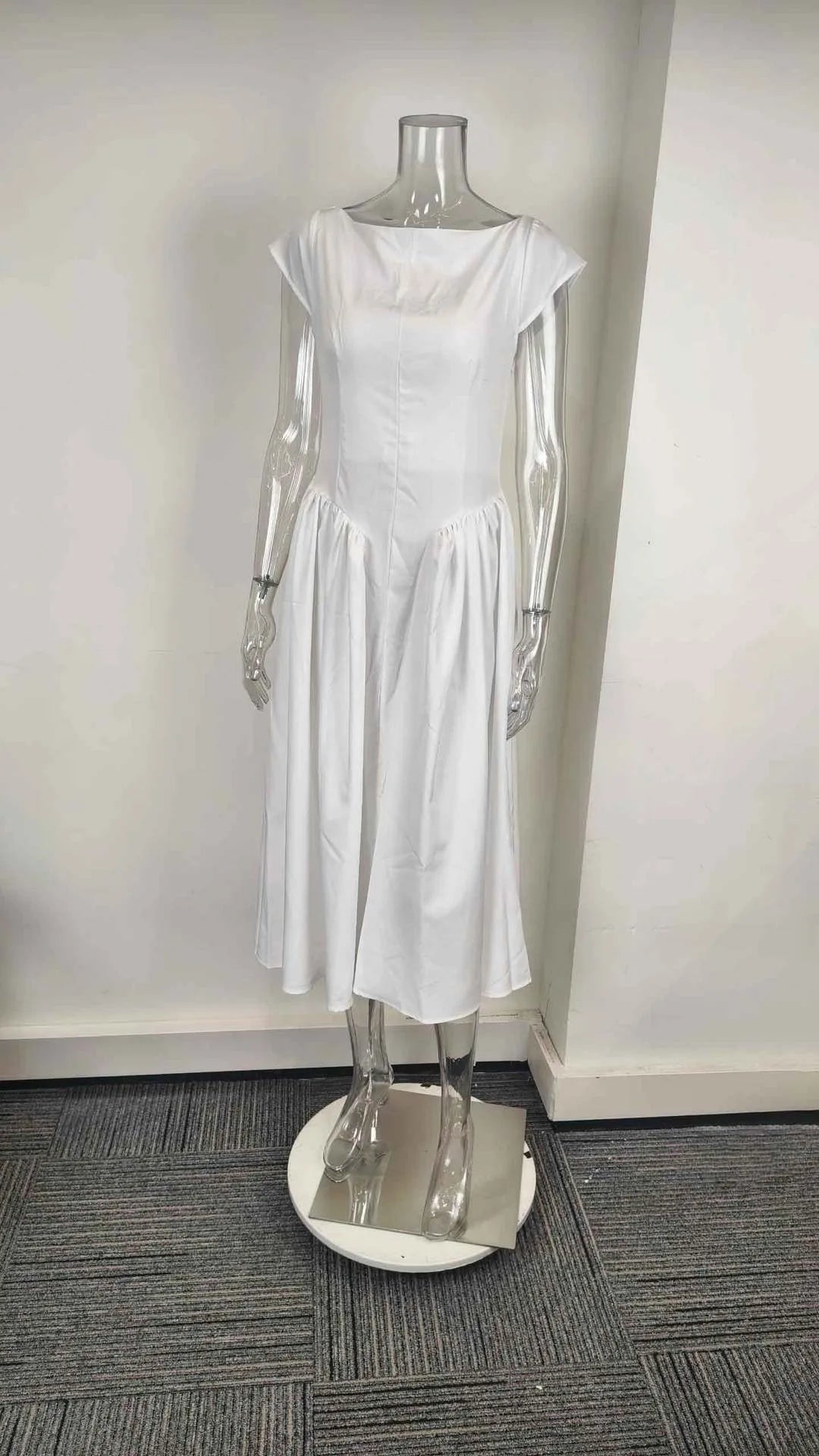 Elegant Women's Summer Evening Sleeveless High Waist Backless Long Solid Color Wrinkle Resistant Pullover Dress For Women
