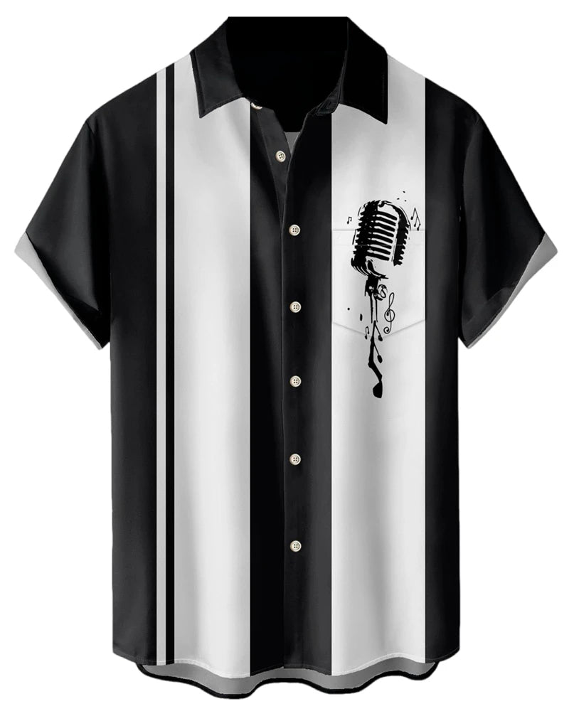 Music Men's Shirt 3d Print Casual Fashion Short Sleeved Shirt For Men Loose Summer Hawaiian Shirt Man Casual Men's Clothing New