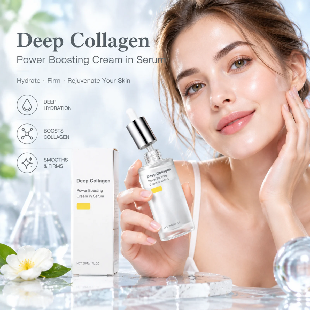 Deep Collagen Serum Skin Elasticity Anti Fine Lines Smooth Skin Texture Brighten Moisturizing Facial Nourishing Daily Care Serum