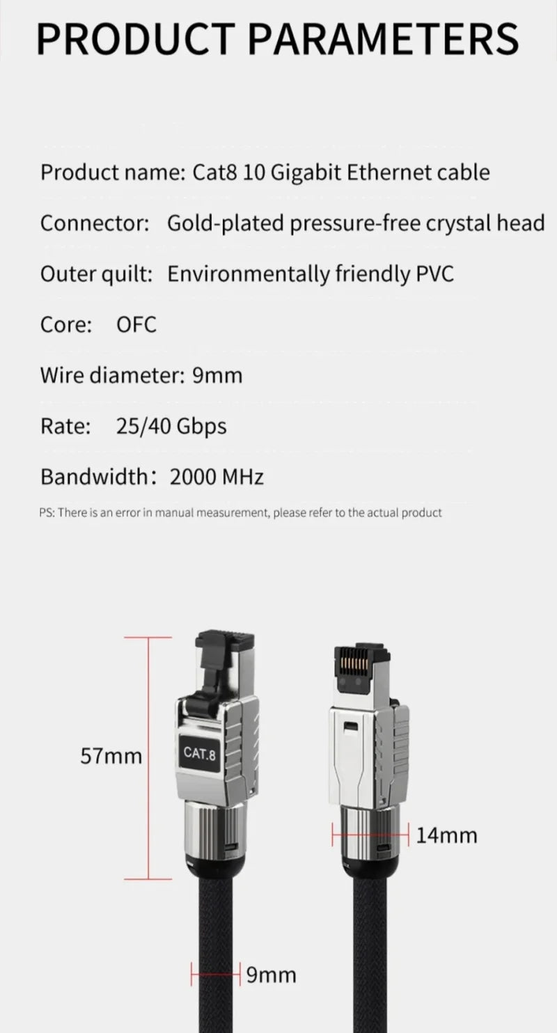 40Gbps Cat8 Ethernet Cables RJ45 30M 20M Cat 8 High Speed No Breakage Internet Networking Cable E-Sports Level Full Shielded