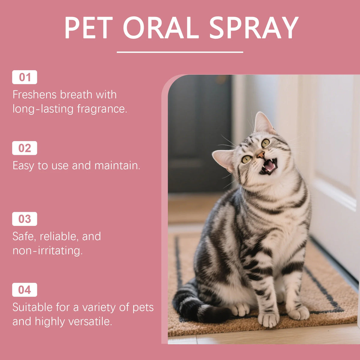 30ML Pet Oral Care Spray Gentle Formula Cleaning Teeth Stains Refreshing Breath Promote Gum Health Non-irritating Pet Oral Mist