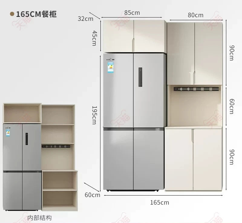 LTT Simple Modern Side Cabinet Embedded Refrigerator Cabinet Kitchen Living Room Locker