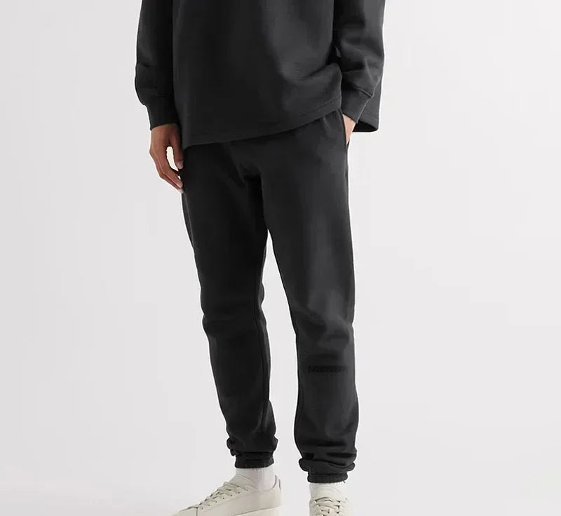 Fashion Double Line Matching Set Men's Drawstring Pants Luxury Design Plush Letter Pants High Street Couple Oversized Pants Set
