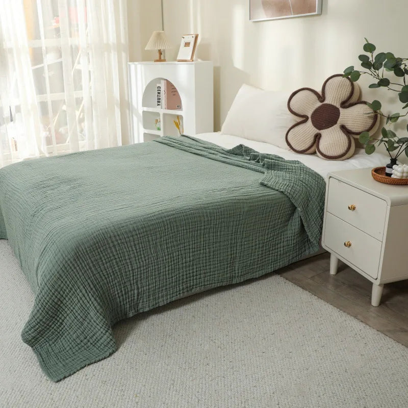 100% Cotton Blanket for Bed Soft Muslin Bed Blankets, Lightweight Breathable Bedspread Coverlet All Season Gauze Throw Blanket