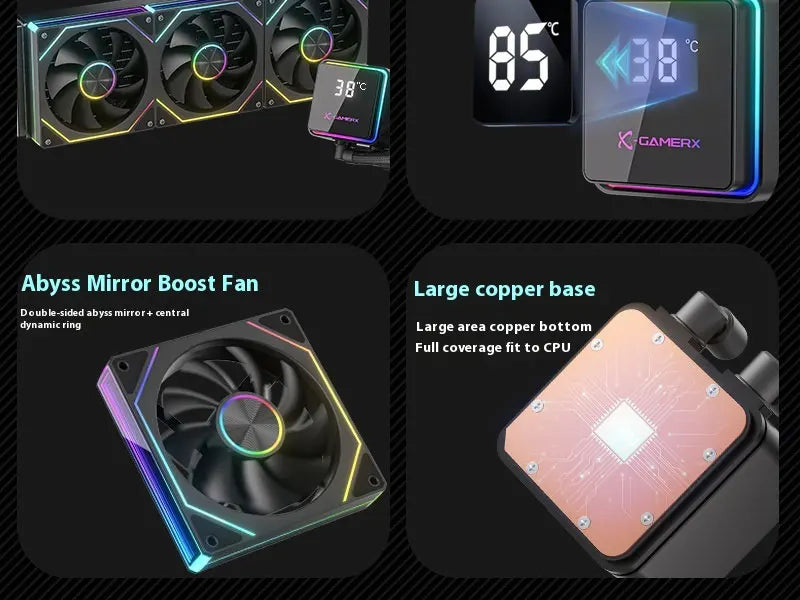 X-GAMERX M240 M360 Liquid Cooling ARGB Dynamic Light Synchronization Thermal Display Integrated Water Cooling Radiator