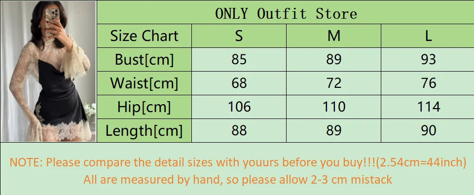 Elegant Sexy Lace Patchwork Mini Dress Women Full Flared Sleeve Waist Cinching See Through Short Dresses Lady Club Party Gowns
