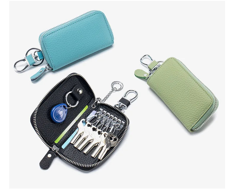 Key Case Multifunctional Zipper Men's Household Key Case Universal Car Keybag Women Leather Organizer Keychain Wallet 10 Color
