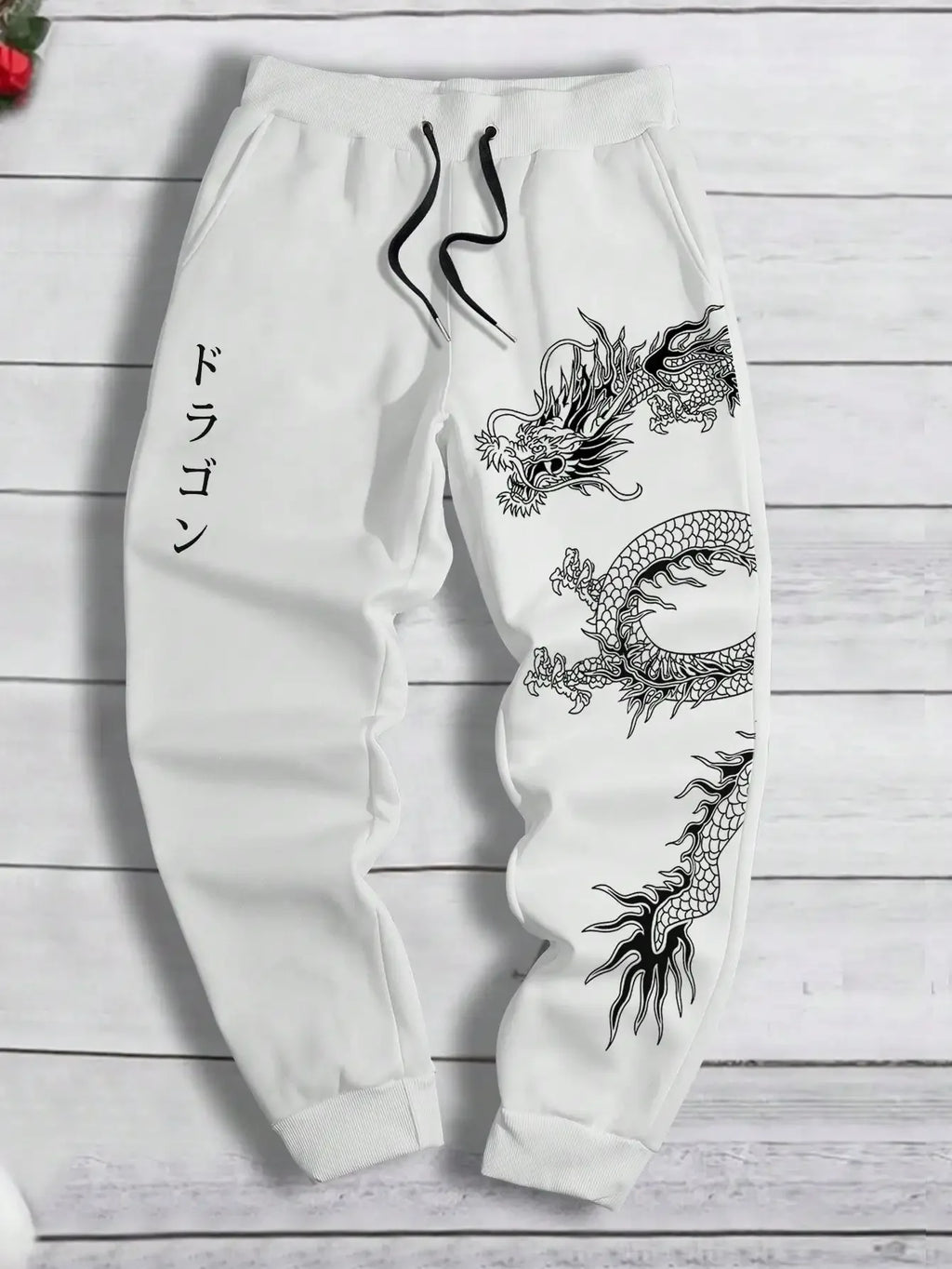 Fashion Dragon Print Harajuku Versatile Solid Color Daily Outdoor Running Fitness Breathable Casual Comfortable Men Sports Pants