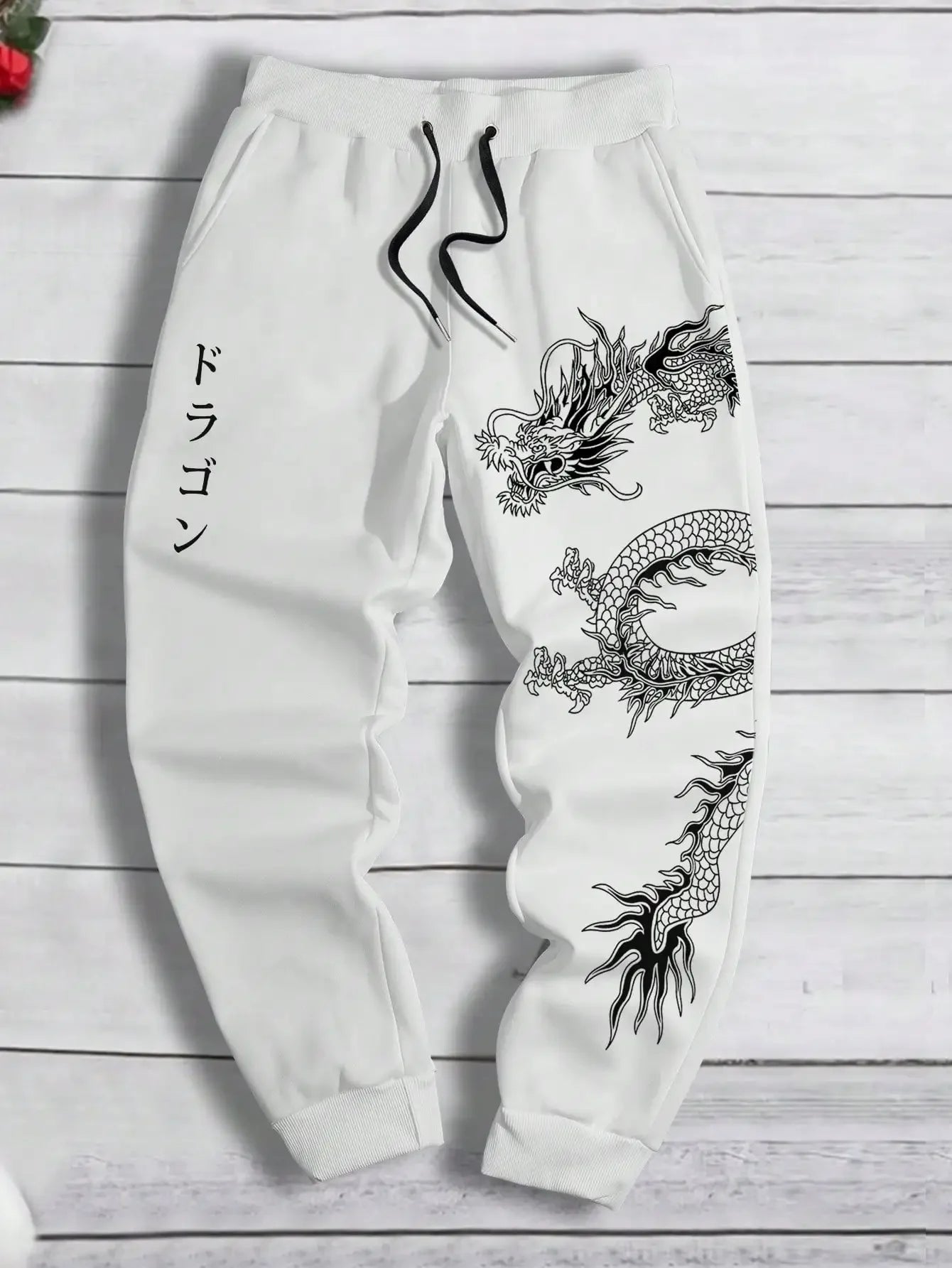 Fashion Dragon Print Harajuku Versatile Solid Color Daily Outdoor Running Fitness Breathable Casual Comfortable Men Sports Pants